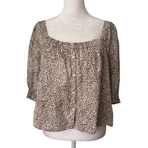 Rails Lola Sand brown & tan cheetah print short sleeve top size XS
